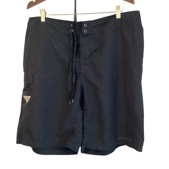 Columbia PFG Omni Shield 38 W 10 Inseam Swim Trunks Board Shorts Black - Picture 2 of 5